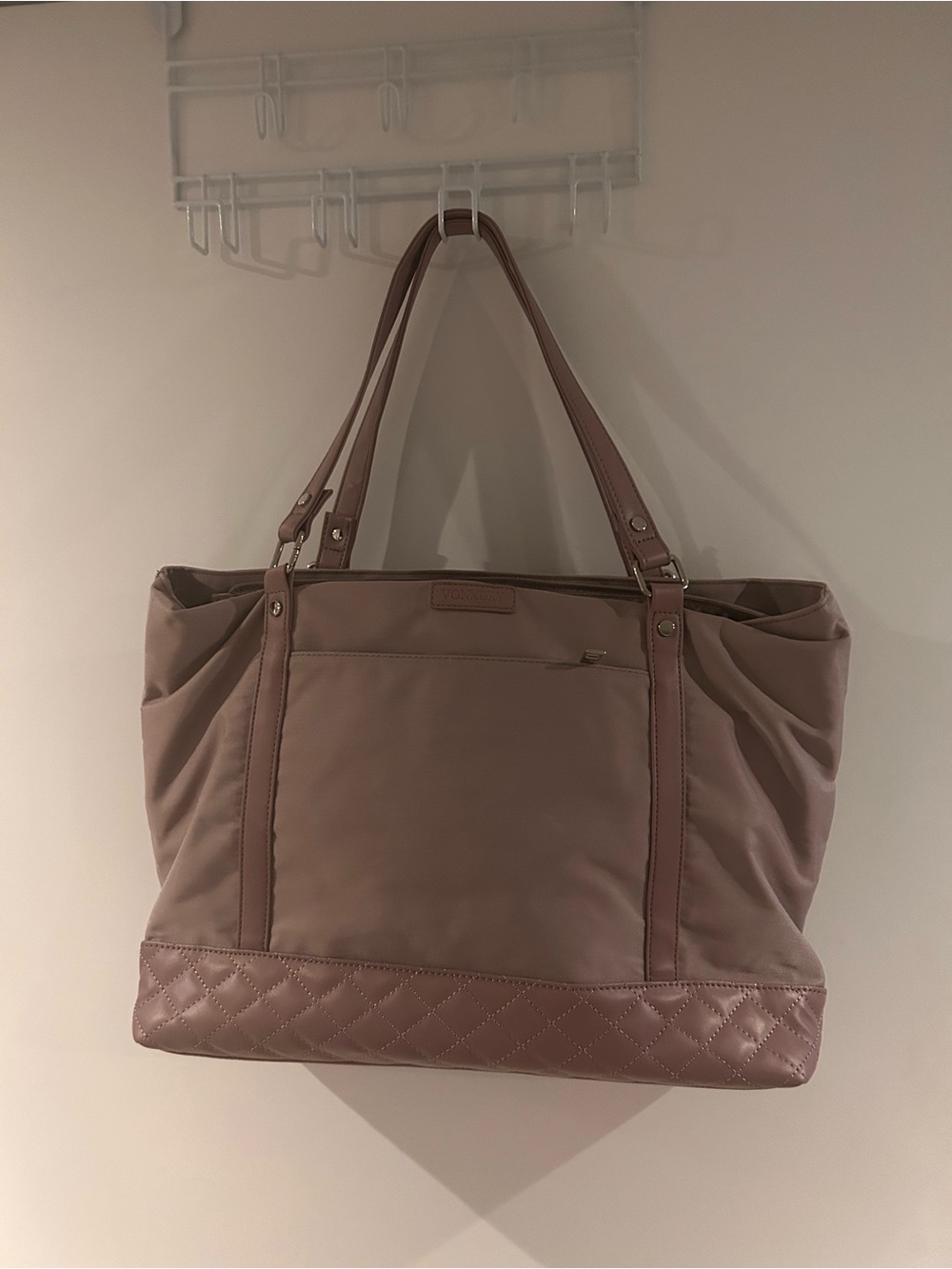 Quilted Bottom Everyday Tote in Mauve Pink